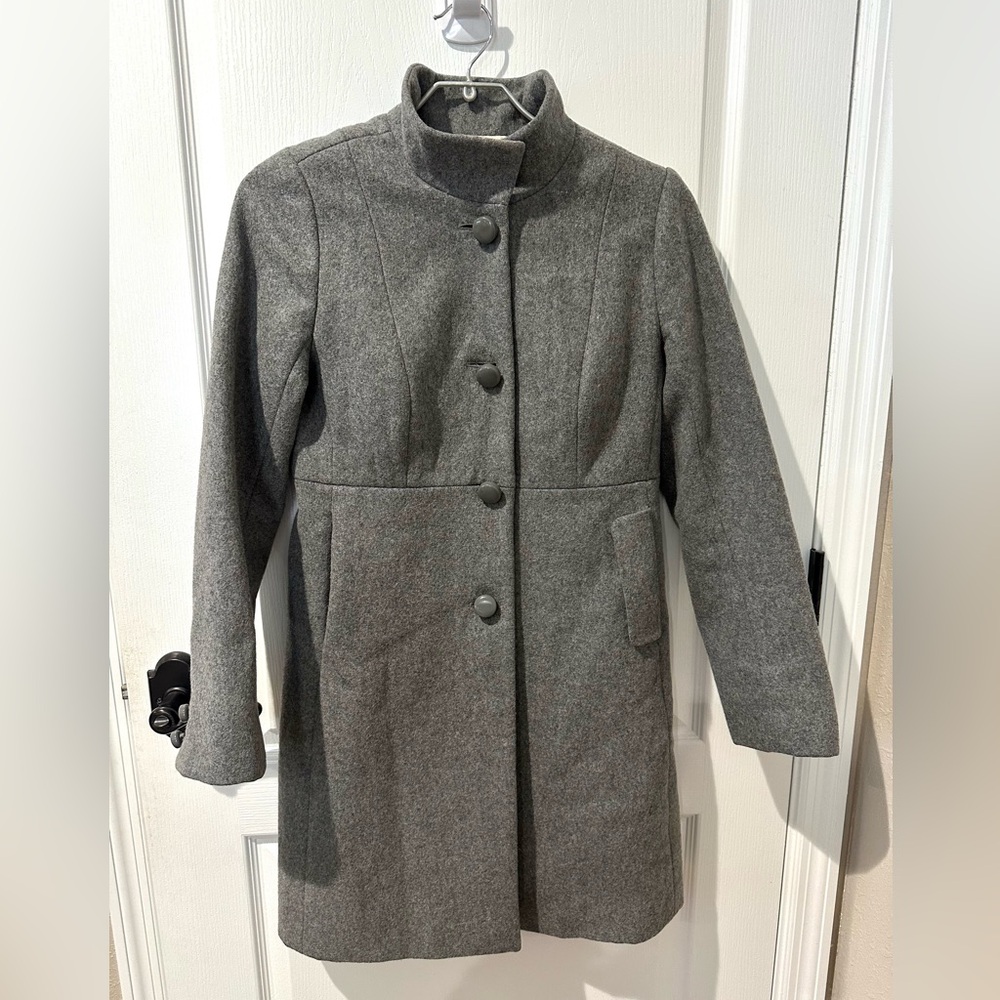 J.Crew Gray Carlin Wool Single Breasted Pea Coat Sz 4